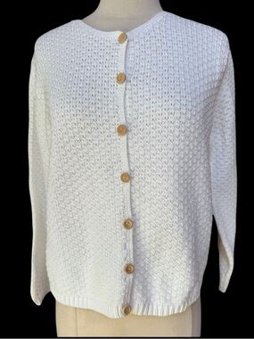 1990s Talbots Oversized 100%‎ Cotton Wood Button Down Cardigan